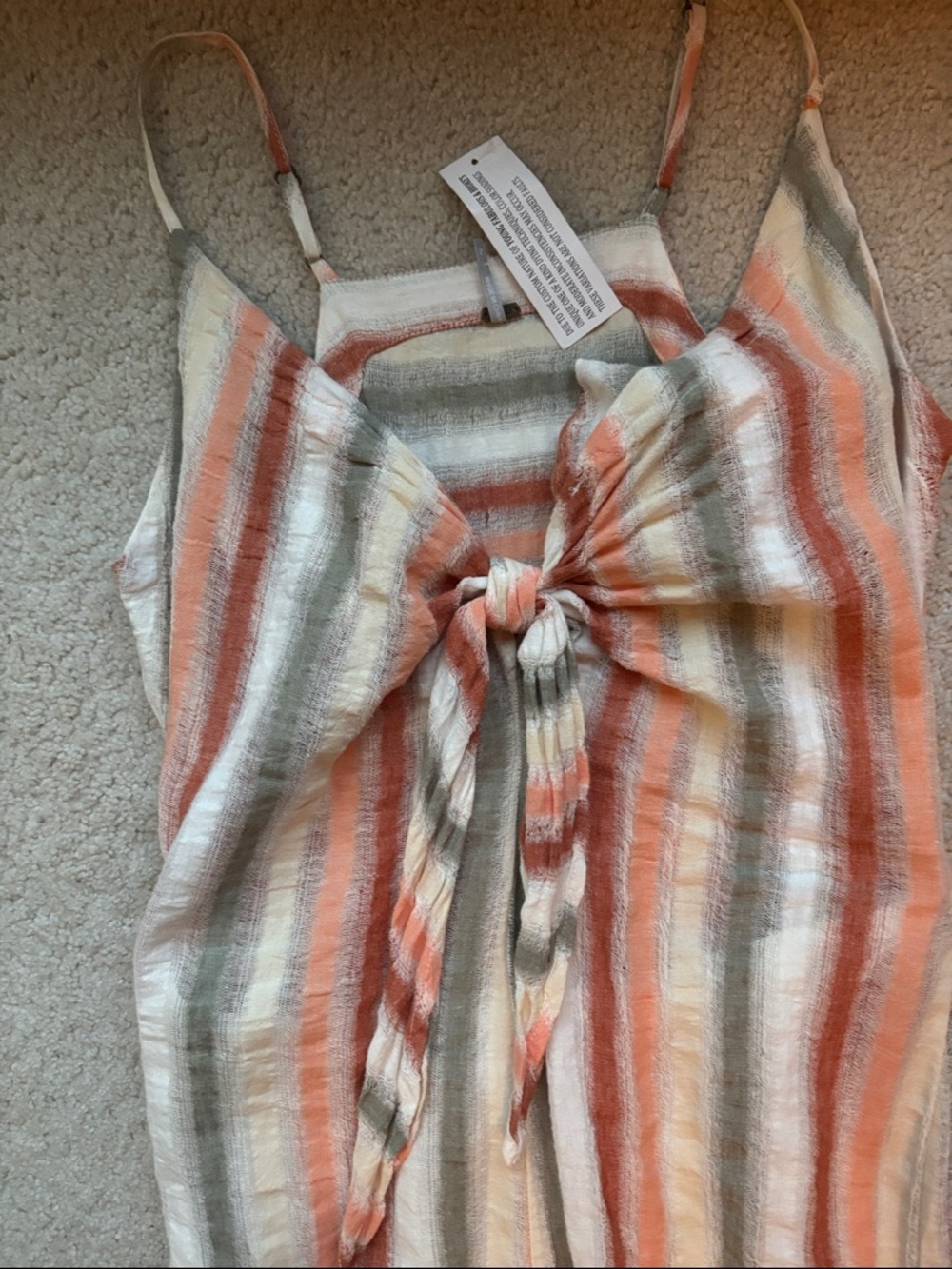 Striped Tie-Front Maxi Dress in Coral and Cream